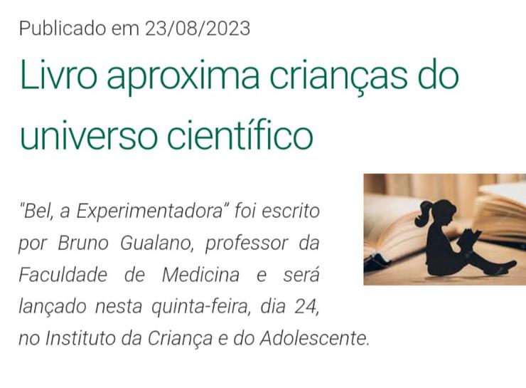 FMUSP - Livro Bel, a Experimentadora aproxima crianças do universo científico