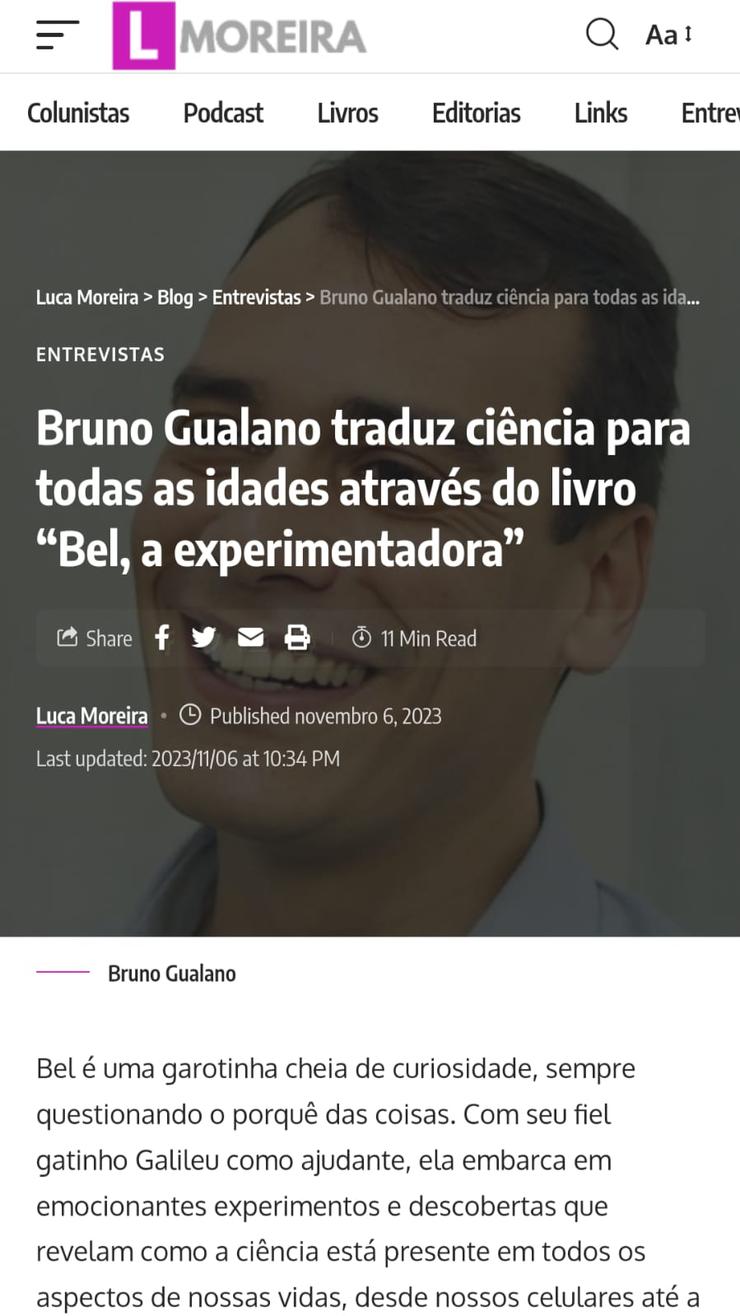 Bruno Gualano traduz ciência para todas as idades através do livro Bel, a Experimentadora